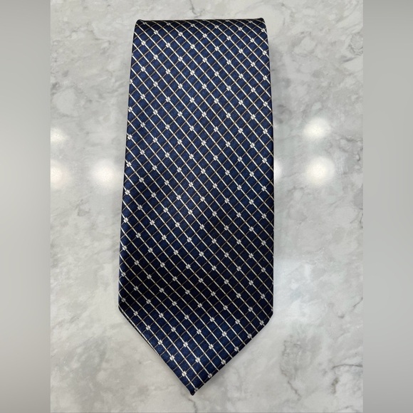 Yves Saint Laurent YSL Navy & Gold Silk Tie - Picture 1 of 7